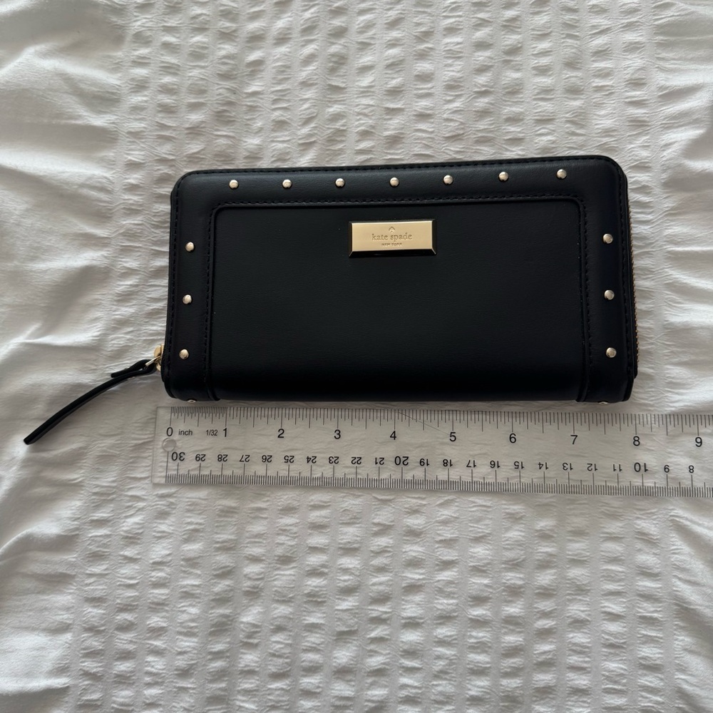 Kate Spade Neda Helena Street black leather zip-around studded clutch wallet - Picture 6 of 7